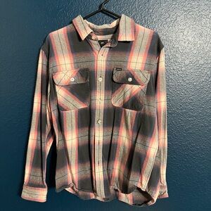 OBEY Men's Plaid Flannel Shirt - Black and Pink